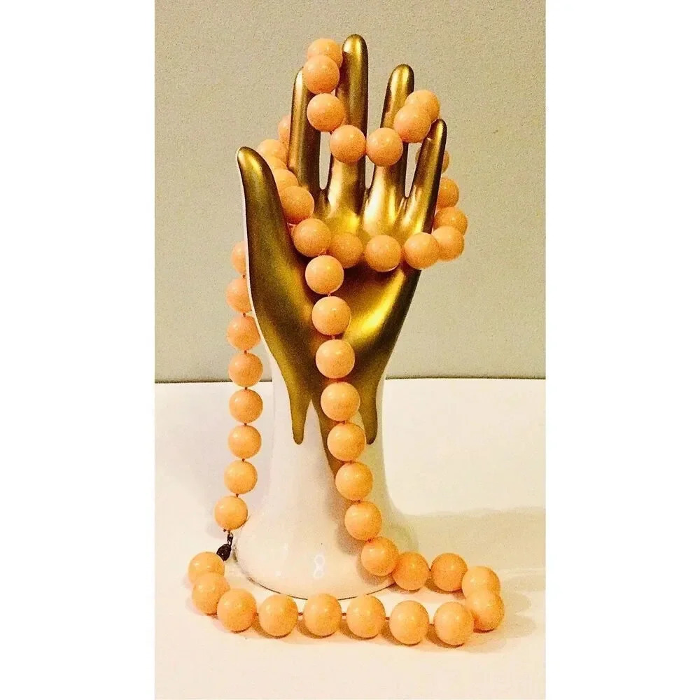 Vintage‎ Womens Orange Single Strand Beaded Necklace Fashion Jewelry Collection